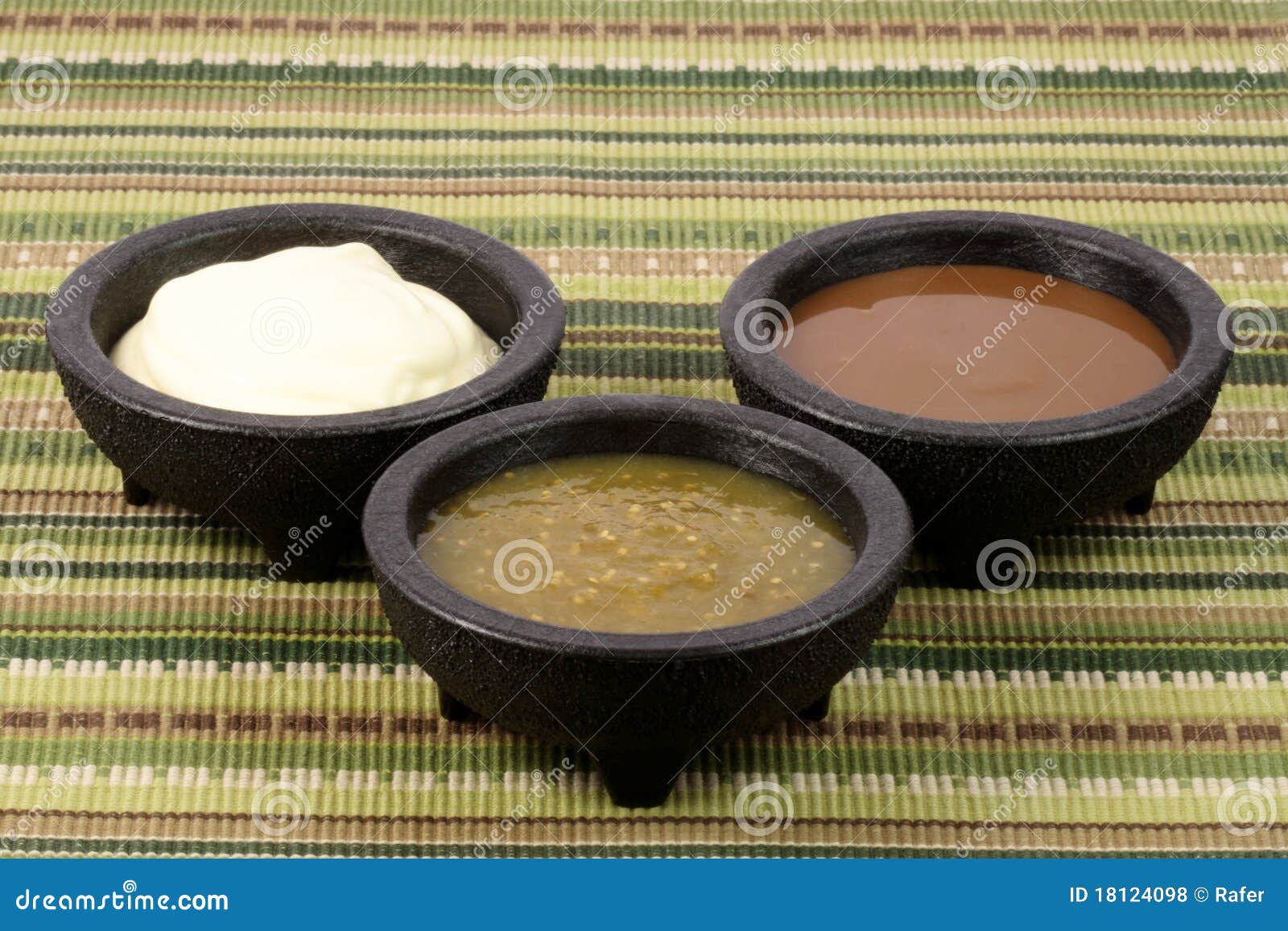 salsa verde,salsa roja and sour cream