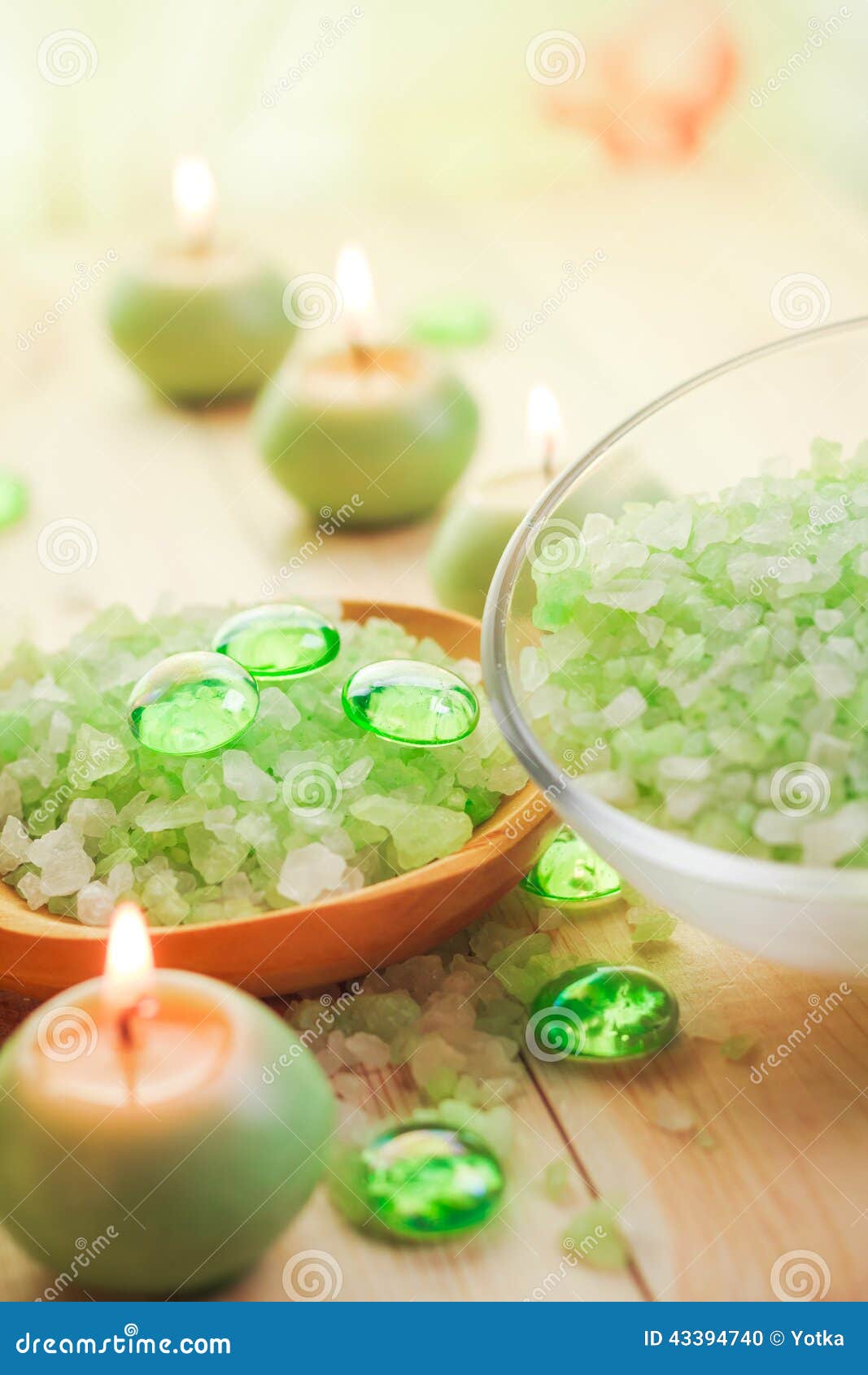 Salt Bath Scented Candles Table Stock Photo Image of meditation
