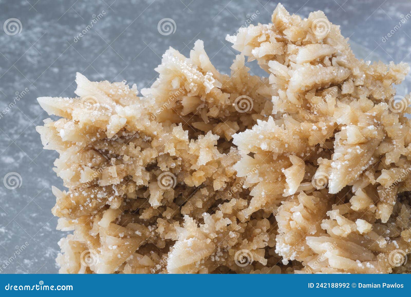 Salt Crystals Cluster. Salt Crystals Growth. Salt Crystallization Stock