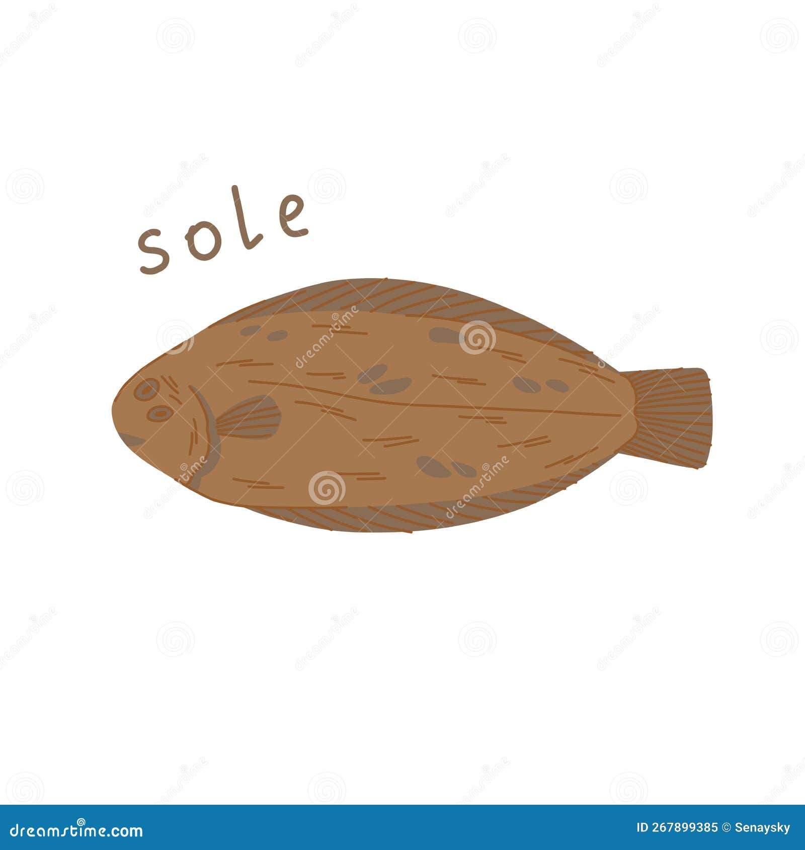 Salt Fish Illustration with Lettering Isolated on White Background in Flat Style. Stock Vector