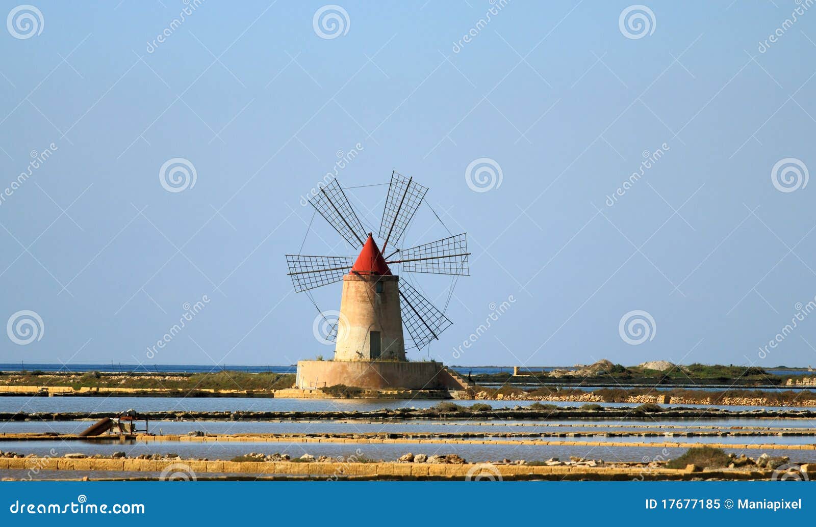 Salt flats and mill stock image. Image of canal, mills 17677185