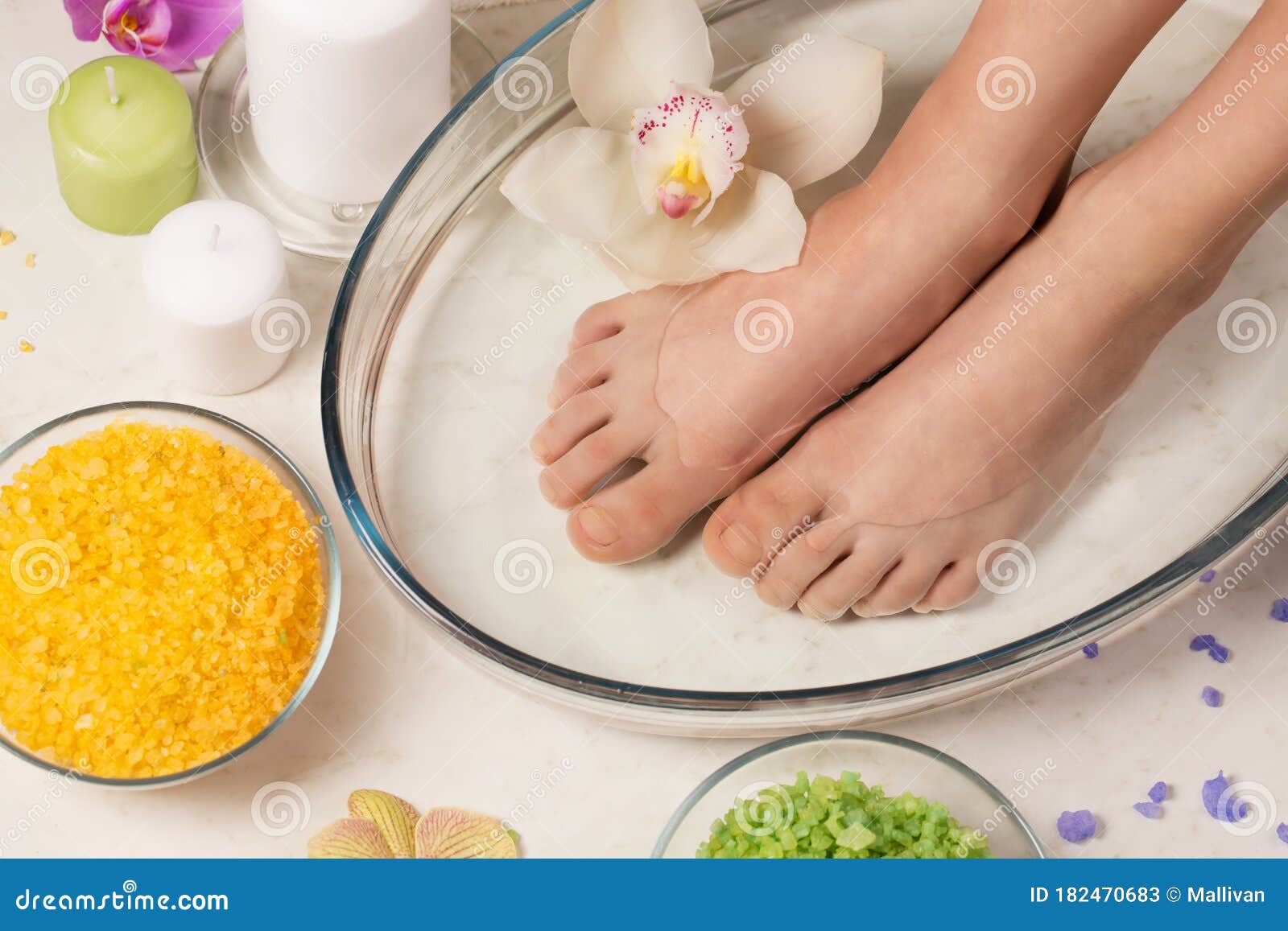 Salt foot bath stock image