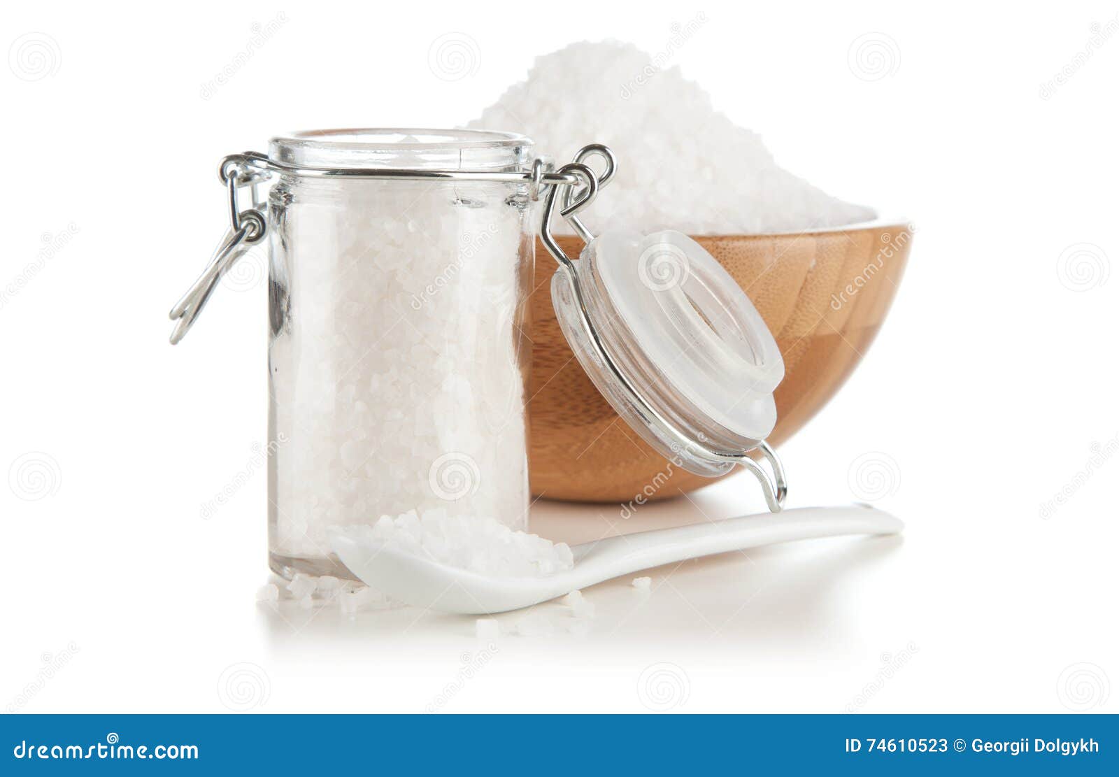 Salt in a glass container stock image. Image of natural 74610523