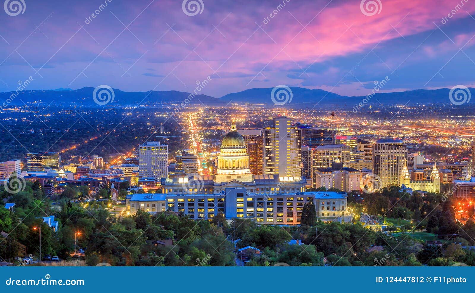 salt lake city skyline utah at night