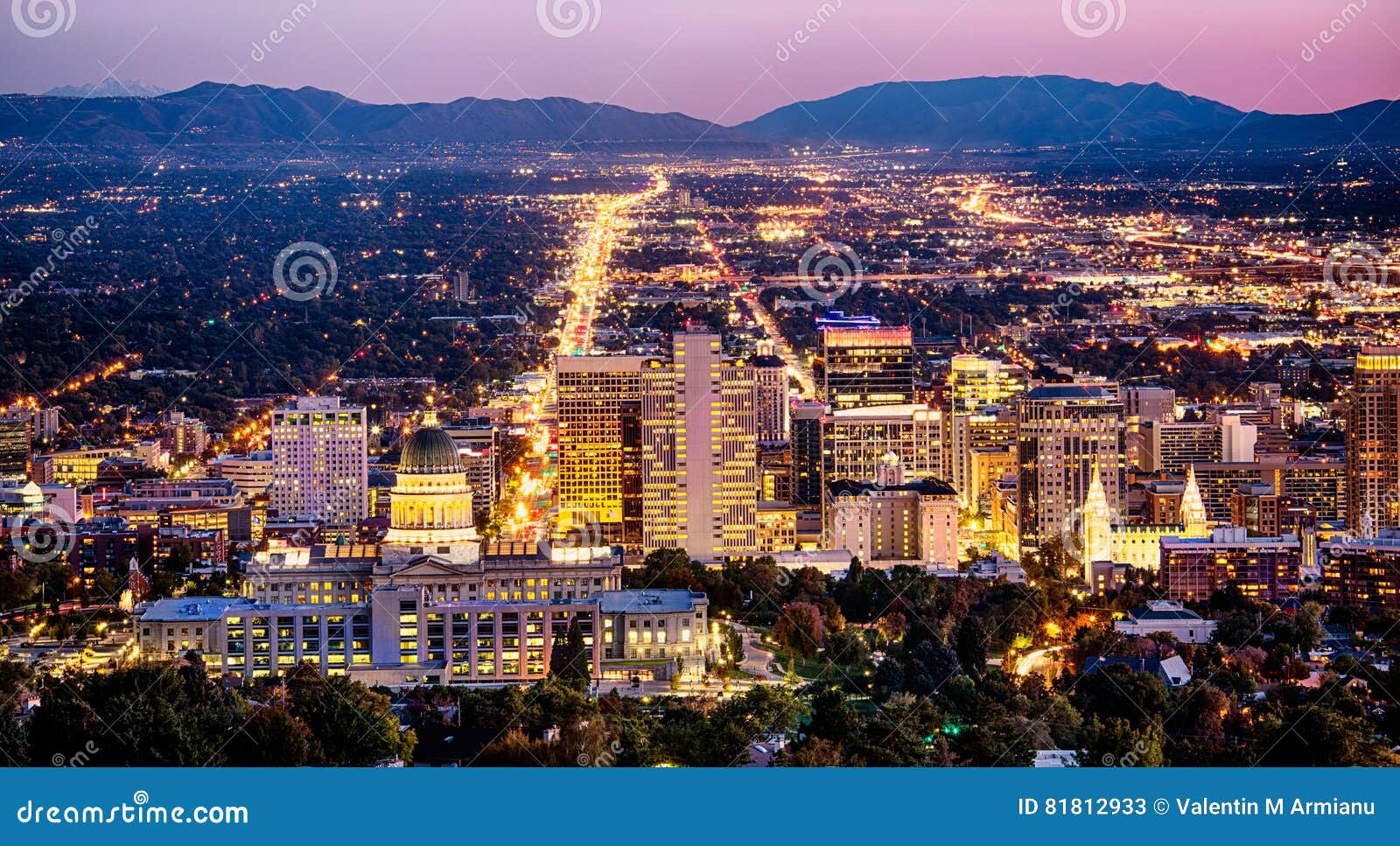 salt lake city skyline utah at night