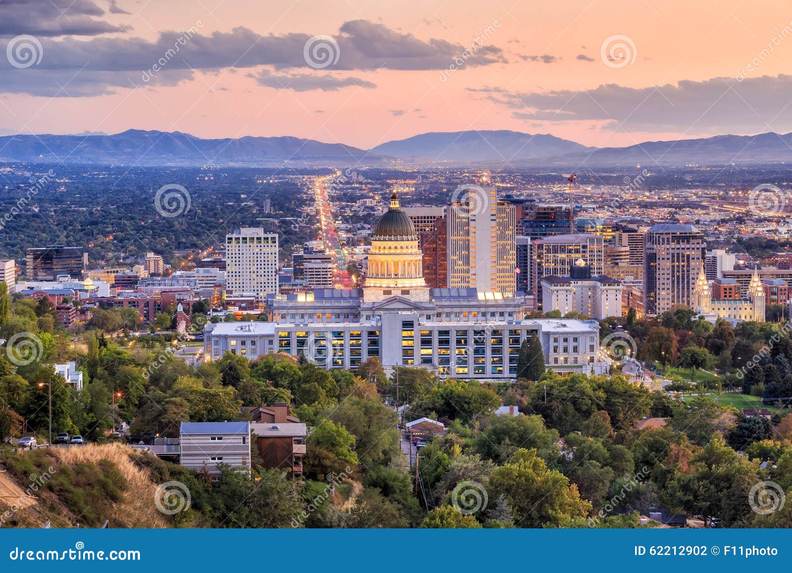 salt lake city, utah at night