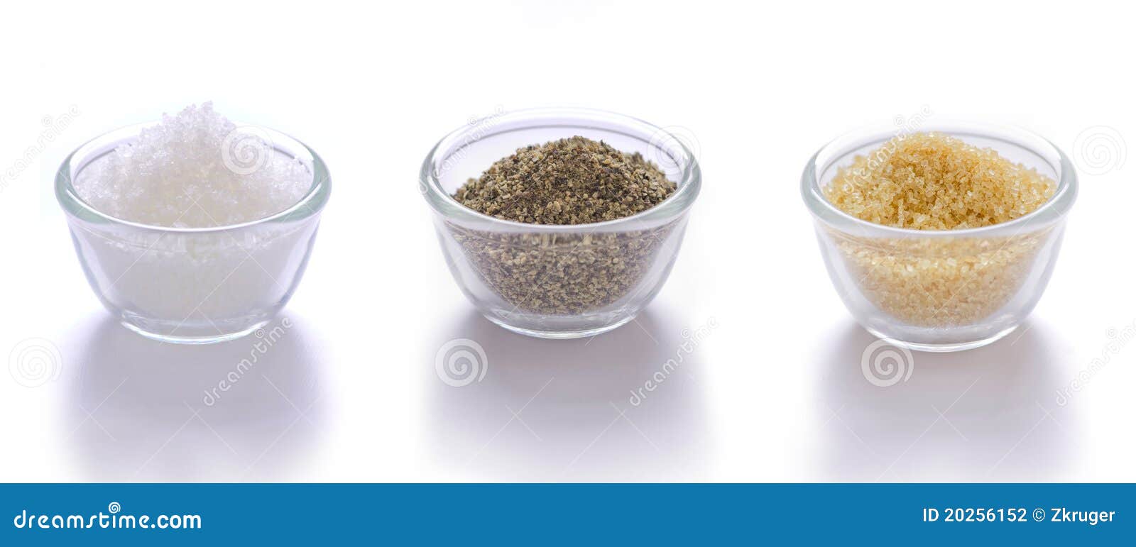 Salt, Pepper and Brown Sugar Stock Photo Image of seasoning, glass