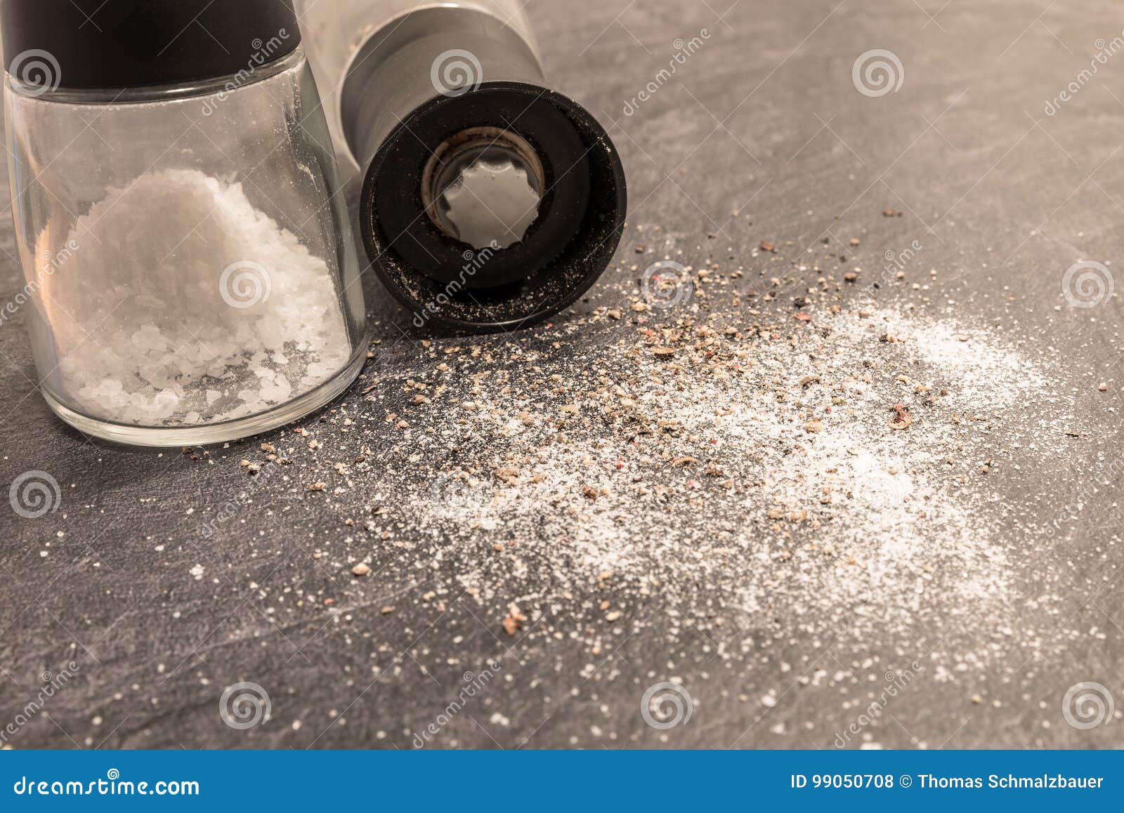 Salt and Pepper Mill on Grey Surface Stock Photo Image of marine