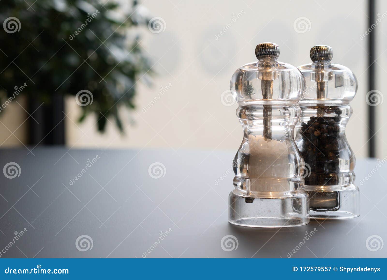 Salt and Pepper Shaker on the Table Stock Image Image of bottle