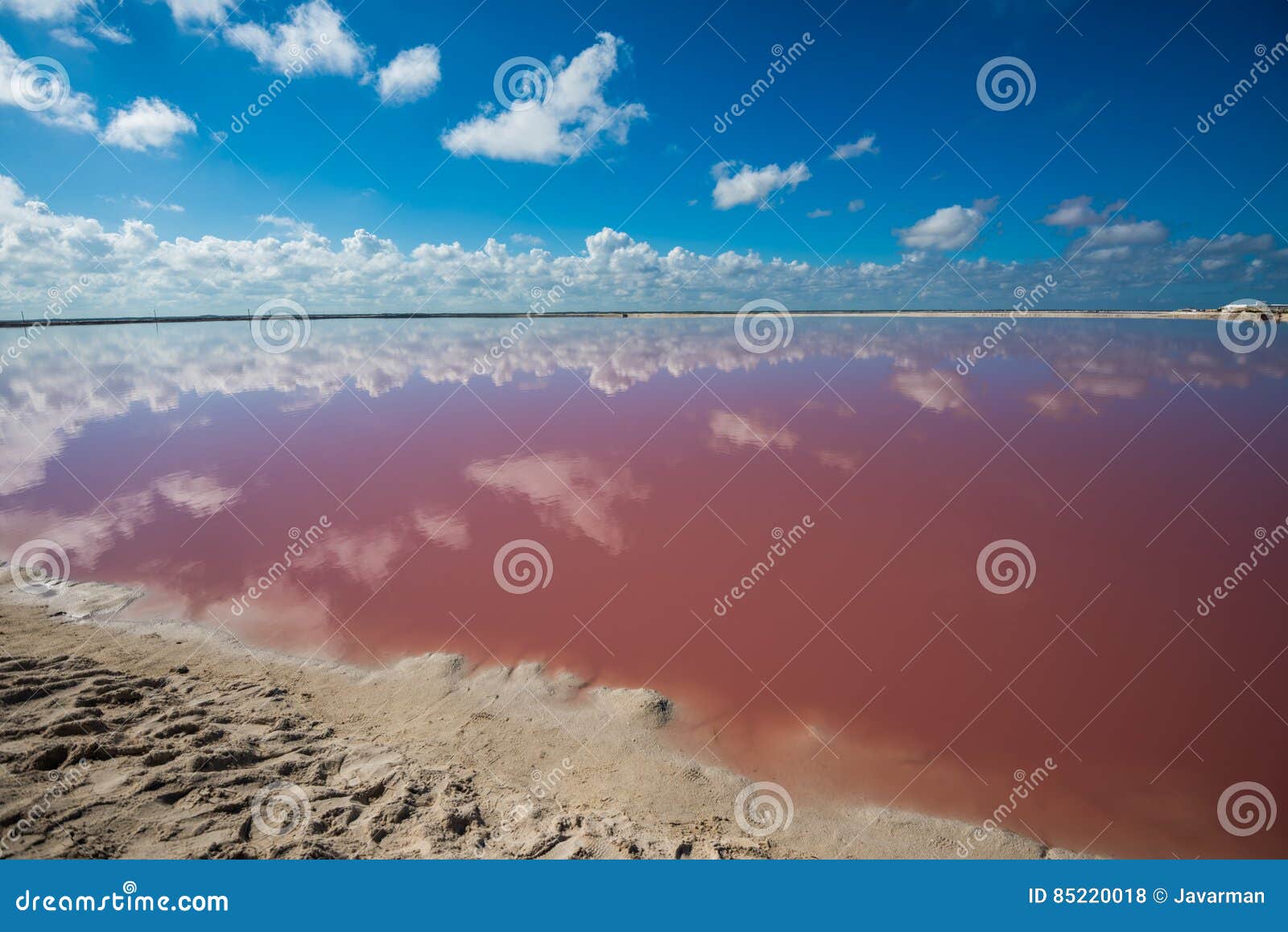 salt pink lagoon in las coloradas, yucatan, mexico