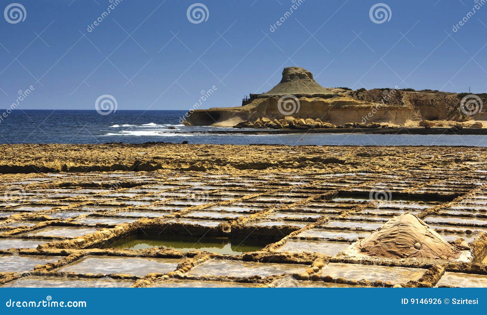 Salt pond in Malta stock photo. Image of mediterranean - 9146926