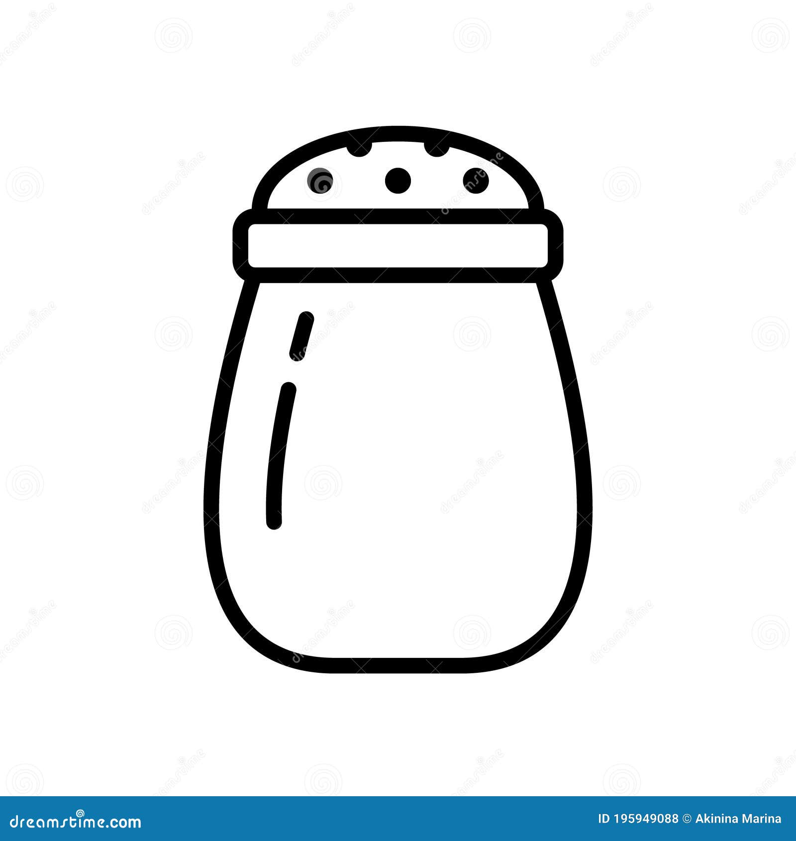 salt shaker. linear icon of kitchen utensils, spice jar. black simple  of perforated container for sprinkling salt.