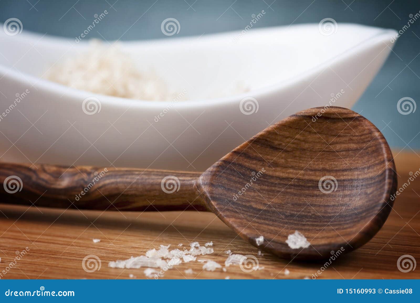 Salt spoon and container stock image. Image of wooden 15160993