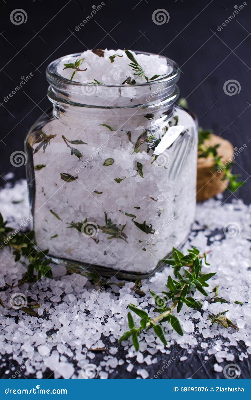 Salt and thyme stock photo. Image of care, full, grain 68695076