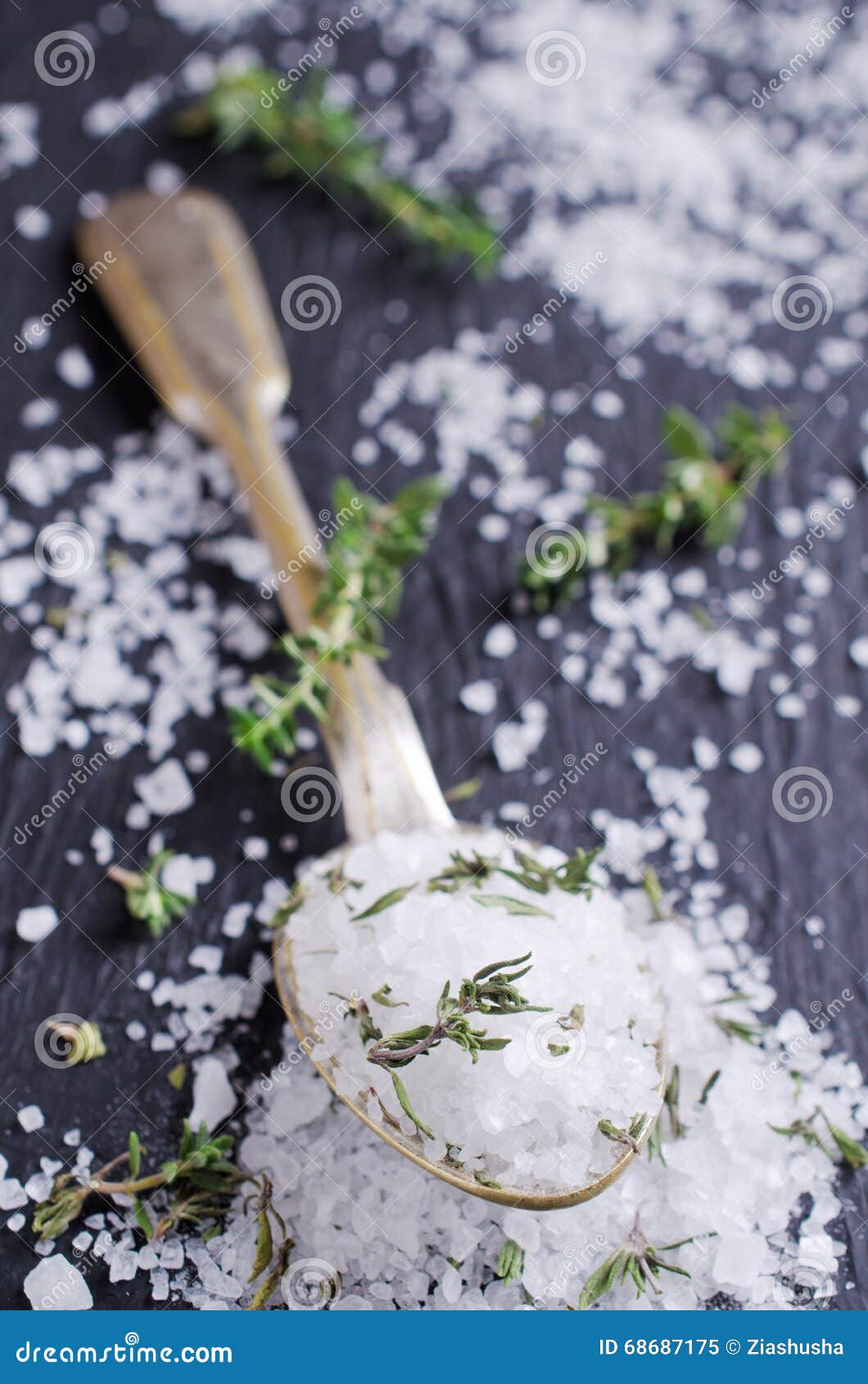 Salt and thyme stock image. Image of culinary, essential 68687175