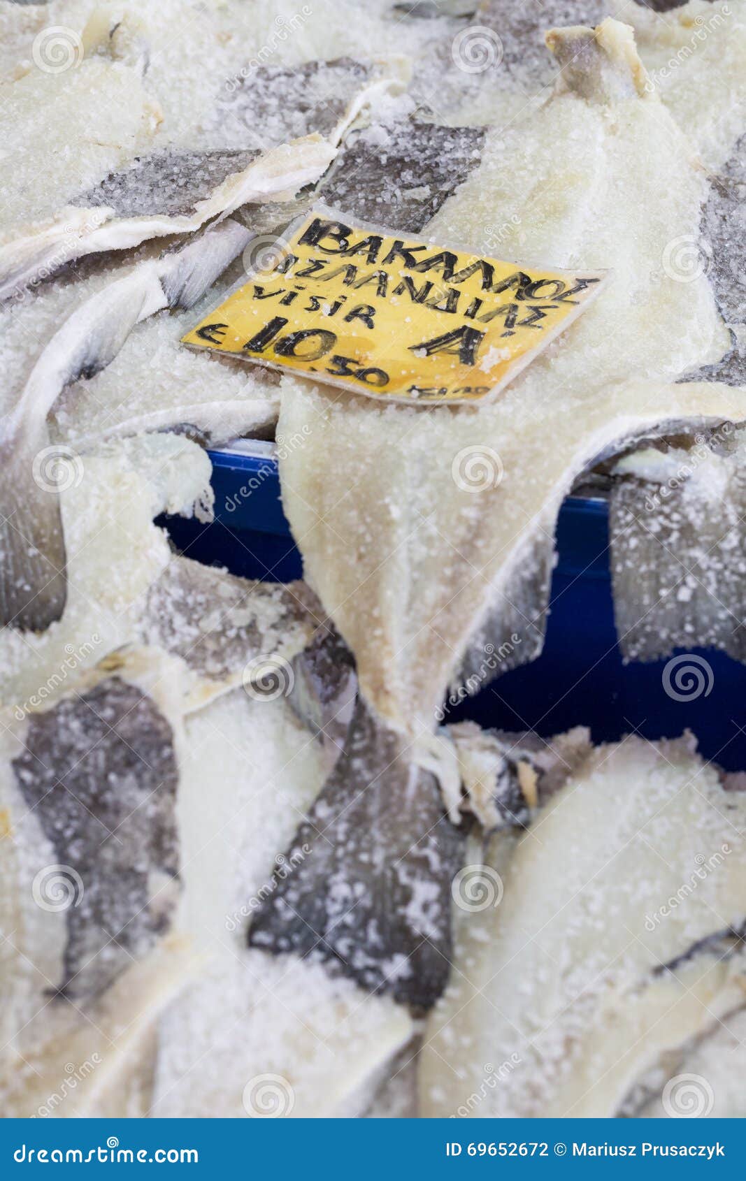 Salted Cod Fish Bacalao on the Market, Greece. Stock Photo Image of