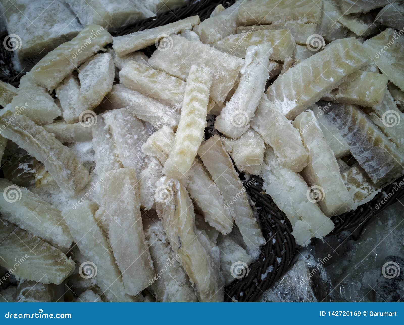 Salted Cod in Pieces on a Market Stand Stock Image Image of eating