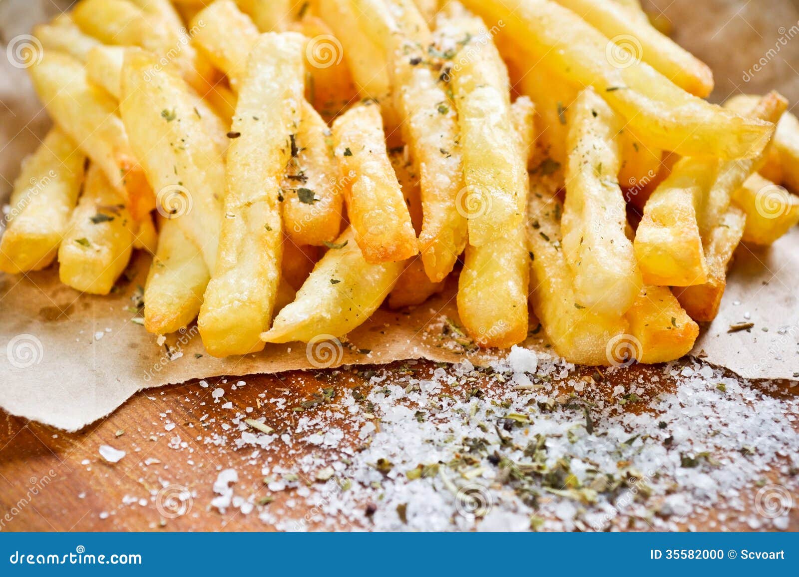 French Fries In Paper Bag Stock Photo - Download Image Now - Fried