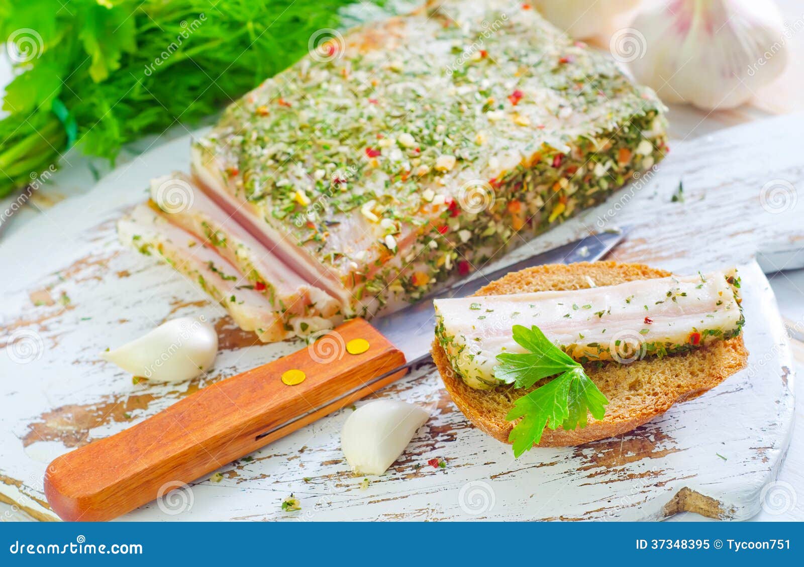 Salted lard stock image. Image of gastronomy, marble 37348395