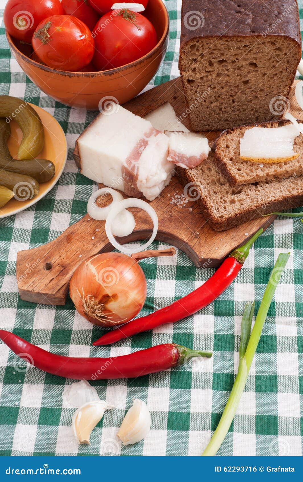 Salted Lard with Bread and Onion Stock Photo Image of lard, salt