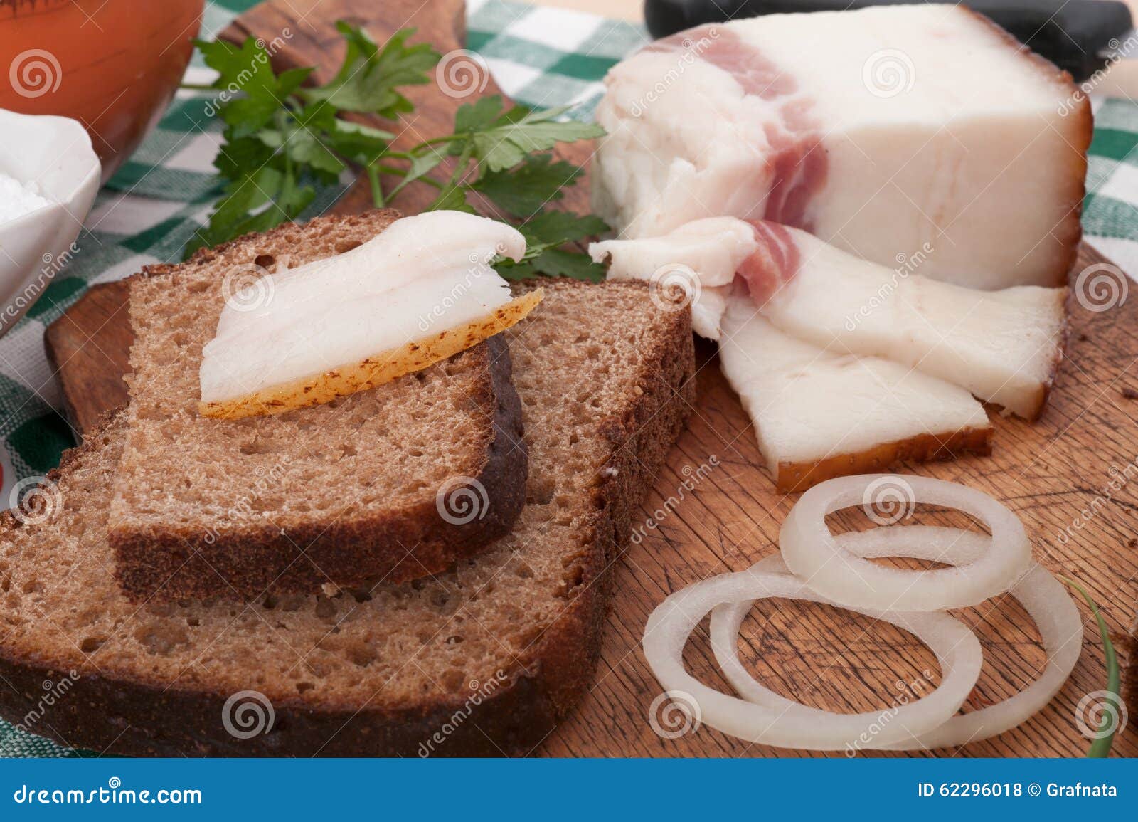 Salted Lard with Bread and Salt Stock Photo Image of ingredient