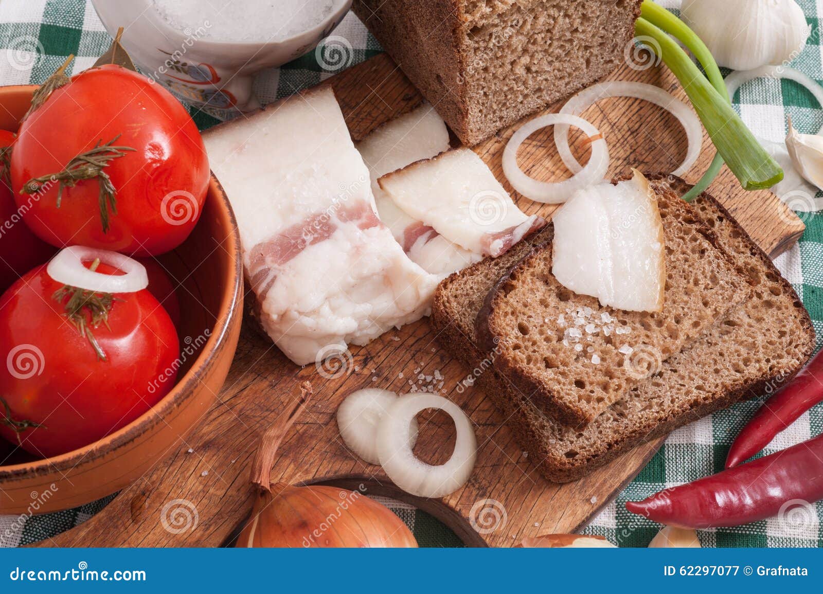 Salted Lard with Bread and Salt Stock Image Image of onion, salted