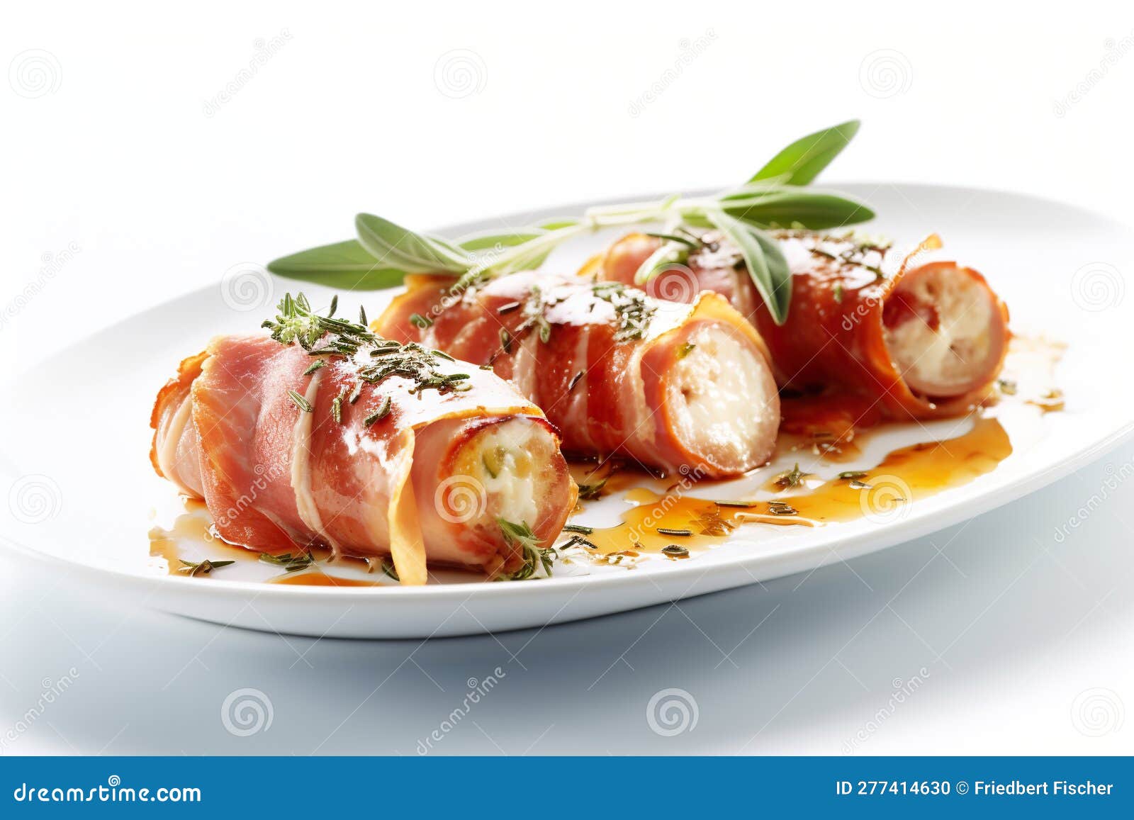 Saltimbocca Veal Dish with Prosciutto and Sage. Generative AI Image