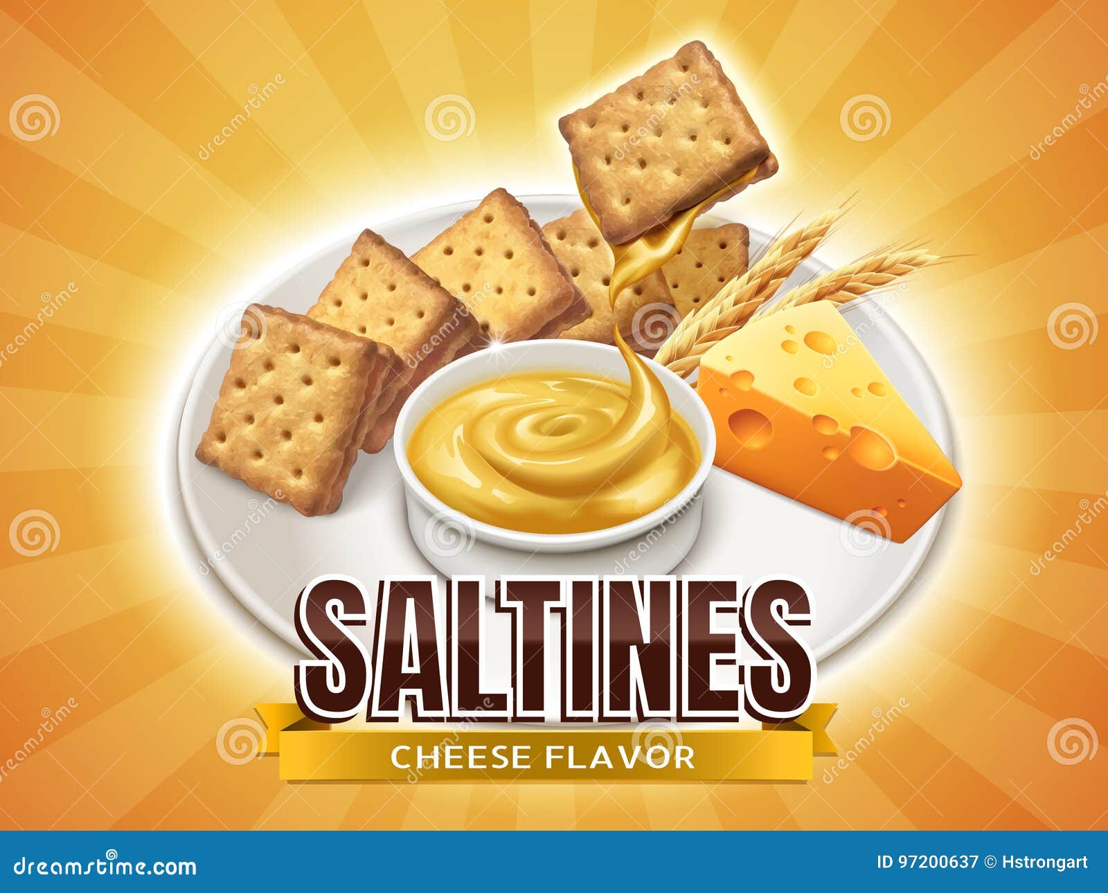 Saltines Do Sabor Do Queijo Ilustração Stock Ilustração de anunciar