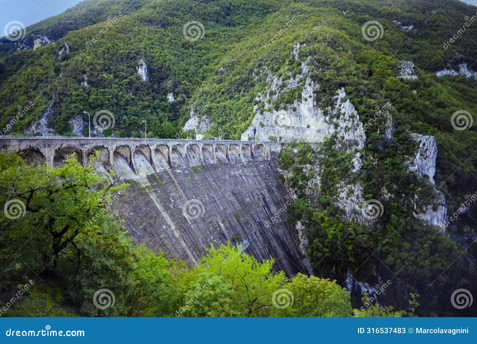 salto dam in rieti, italy, used for hydroelectric power and water containment