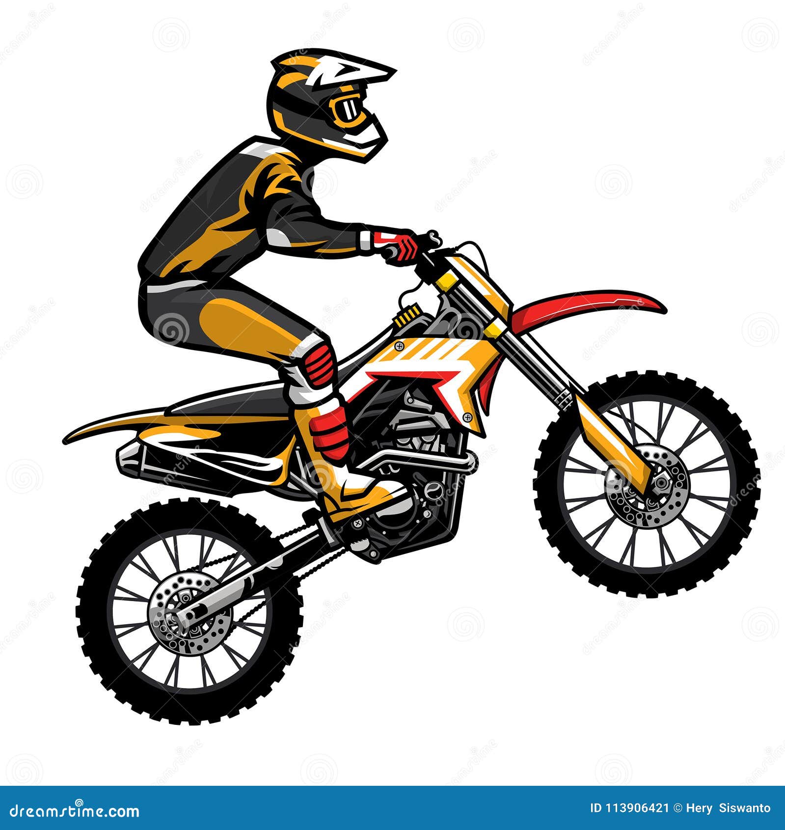 Motocross Rider Executando Um Salto Alto. Estilo Dos Desenhos Animados.  Ilustração Vetorial Conceitual Sobre O Esporte Do Motocross. Ilustraciones  svg, vectoriales, clip art vectorizado libre de derechos. Image 77835190