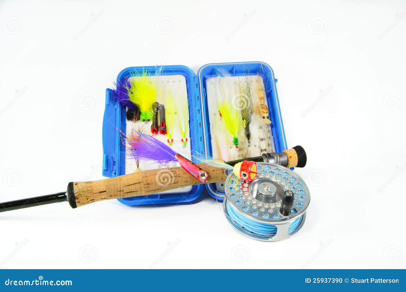 Saltwater Fly Rod and Reel with Fly Box Stock Photo Image of line