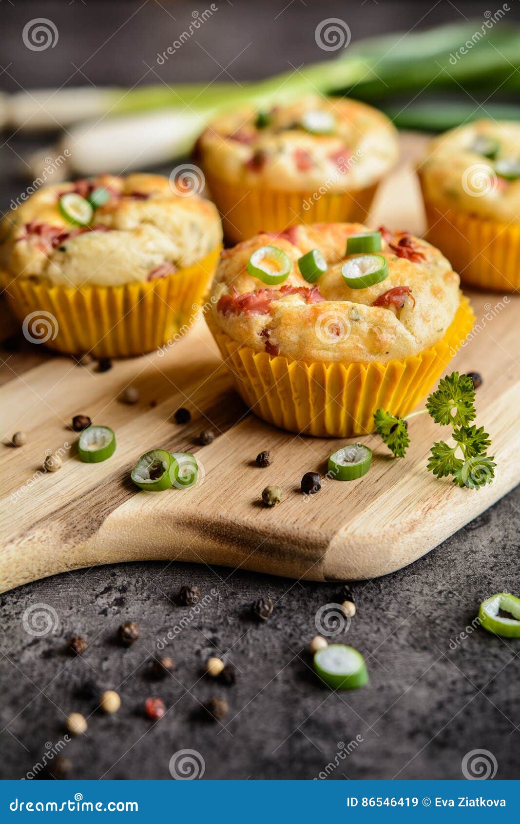 Salty Bacon Muffins with Onion Stock Image - Image of birthday, food ...