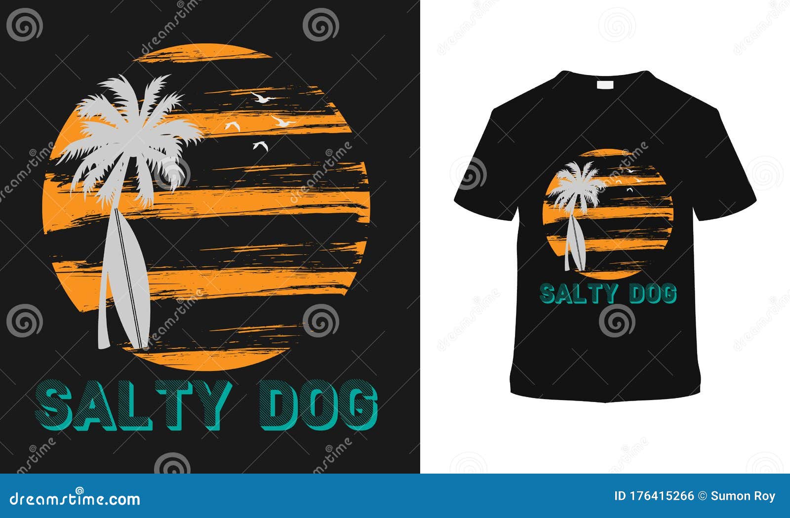 Salty Dog Beach T Shirt Design Template, Vintage, Apparel. Stock ...