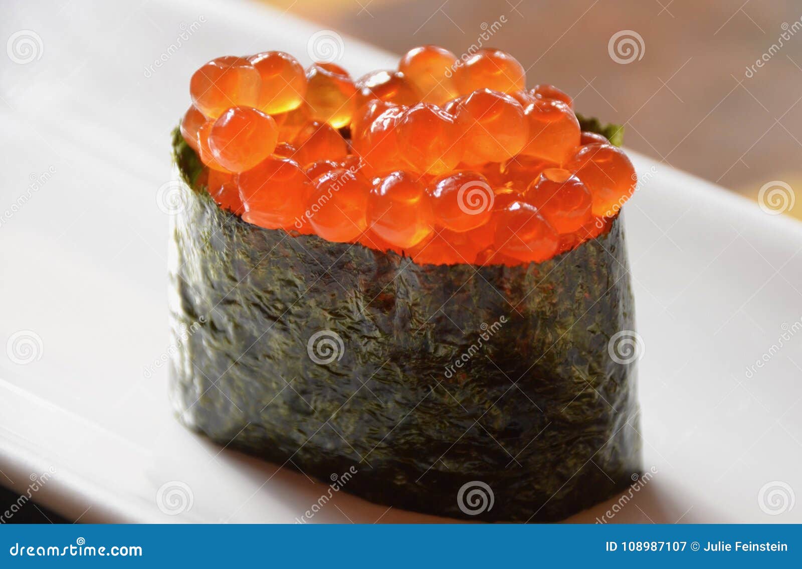 Ikura Sushi stock image. Image of fresh, rice, nori - 108987107
