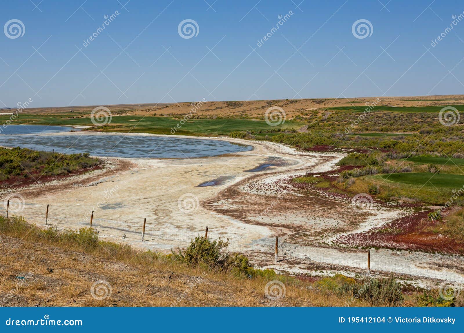 salty water reservoir with a salt residues around the edges