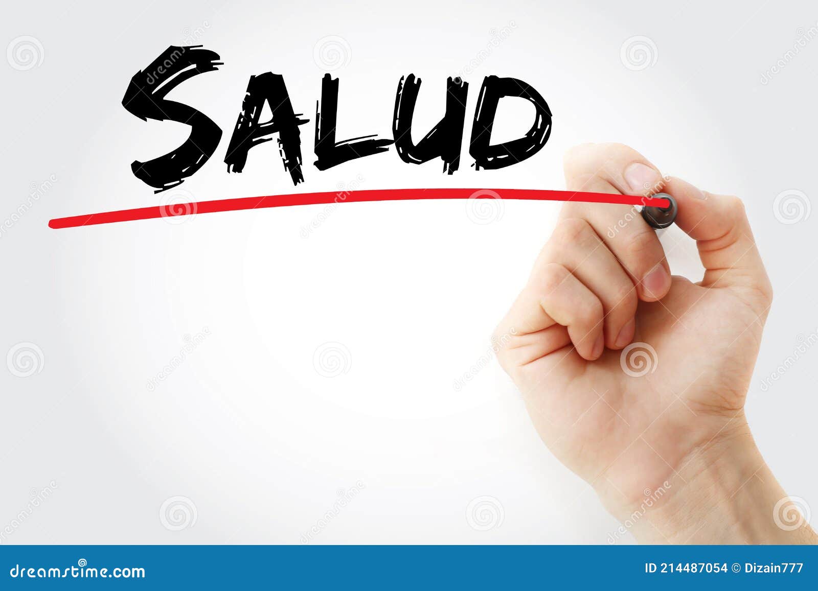 salud health in spanish text with marker, health concept background