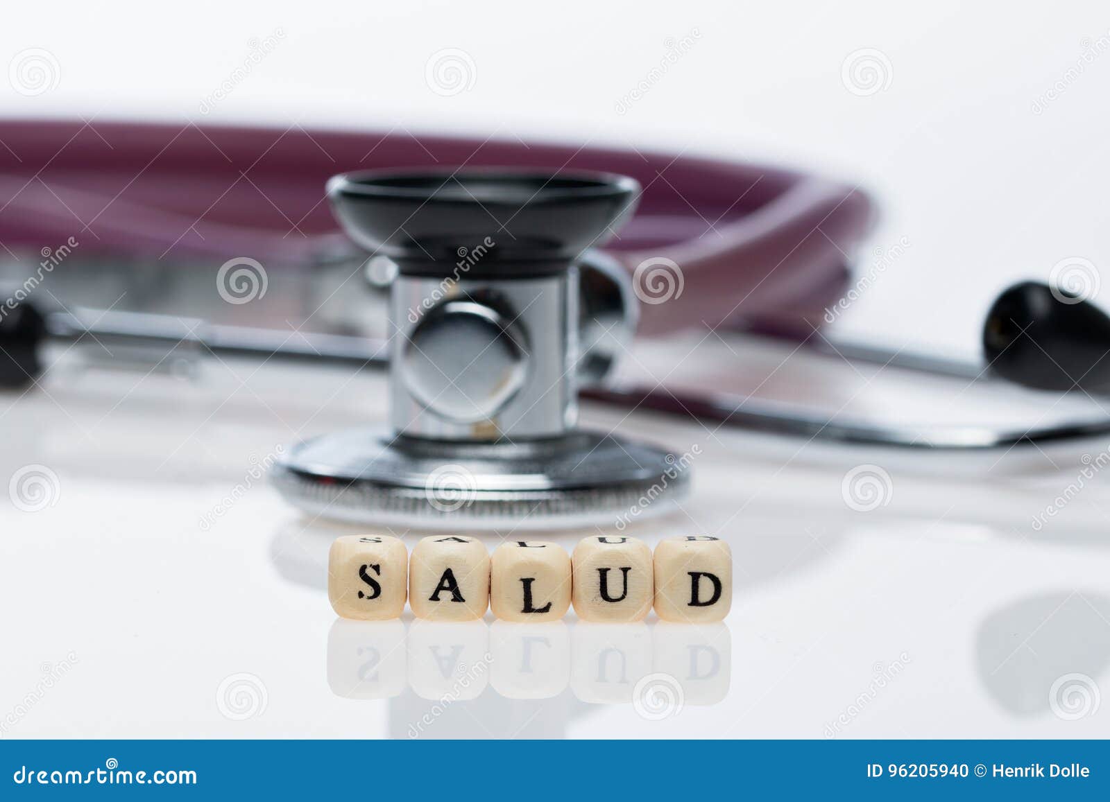 Salud Written in Spanish; Stethoskop Stock Photo Image of stethoscope