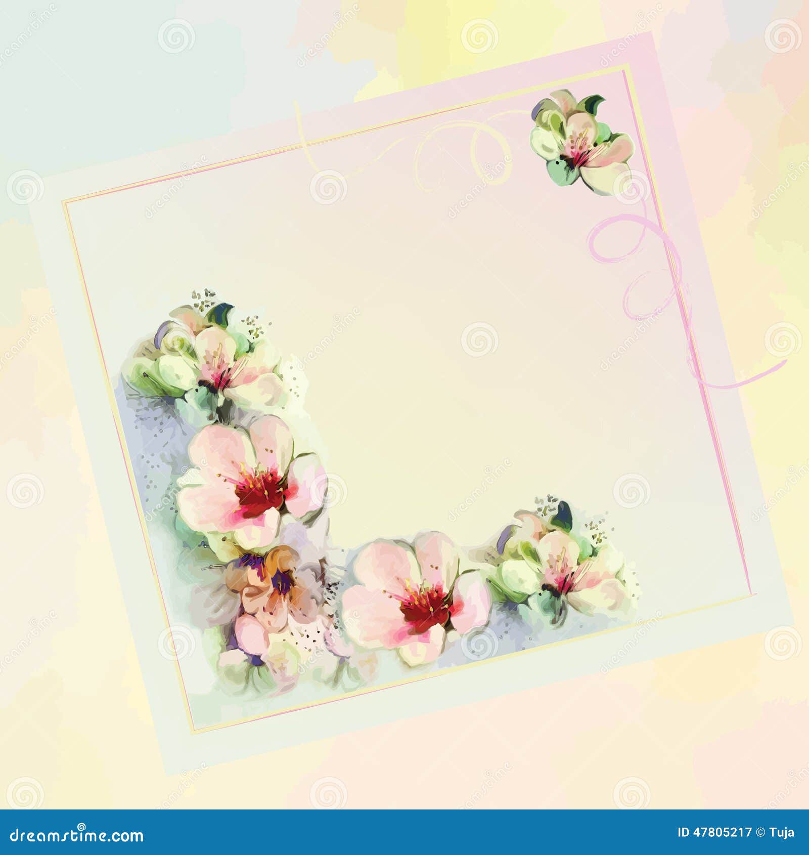 Saludo De La Tarjeta Floral En Colores En Colores Pastel Con Las Flores  Abstractas Ilustración del Vector - Ilustración de carta, floral: 47805217