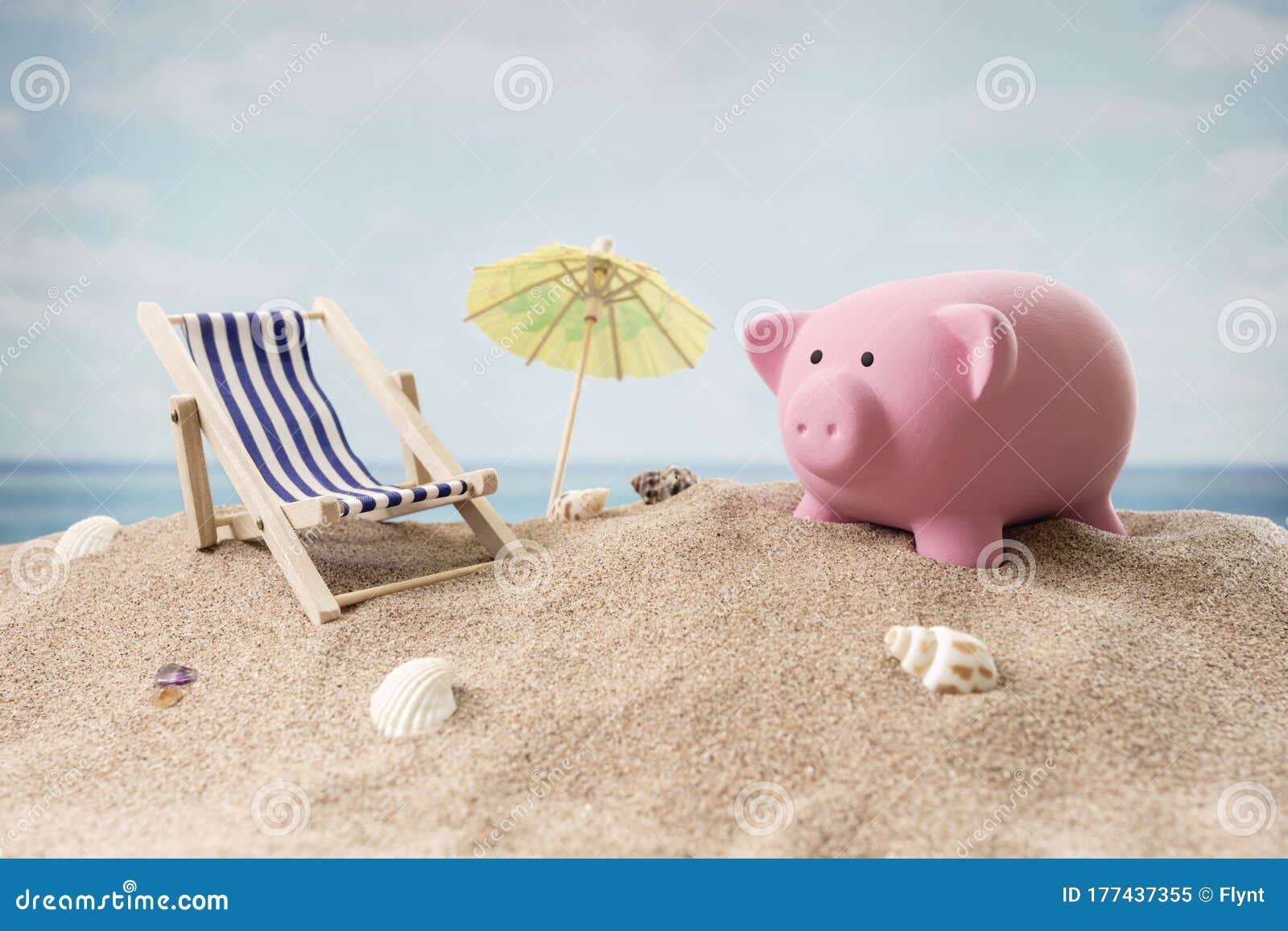 Salvadanaio Per Vacanze in Spiaggia: Finanza E Viaggi Immagine