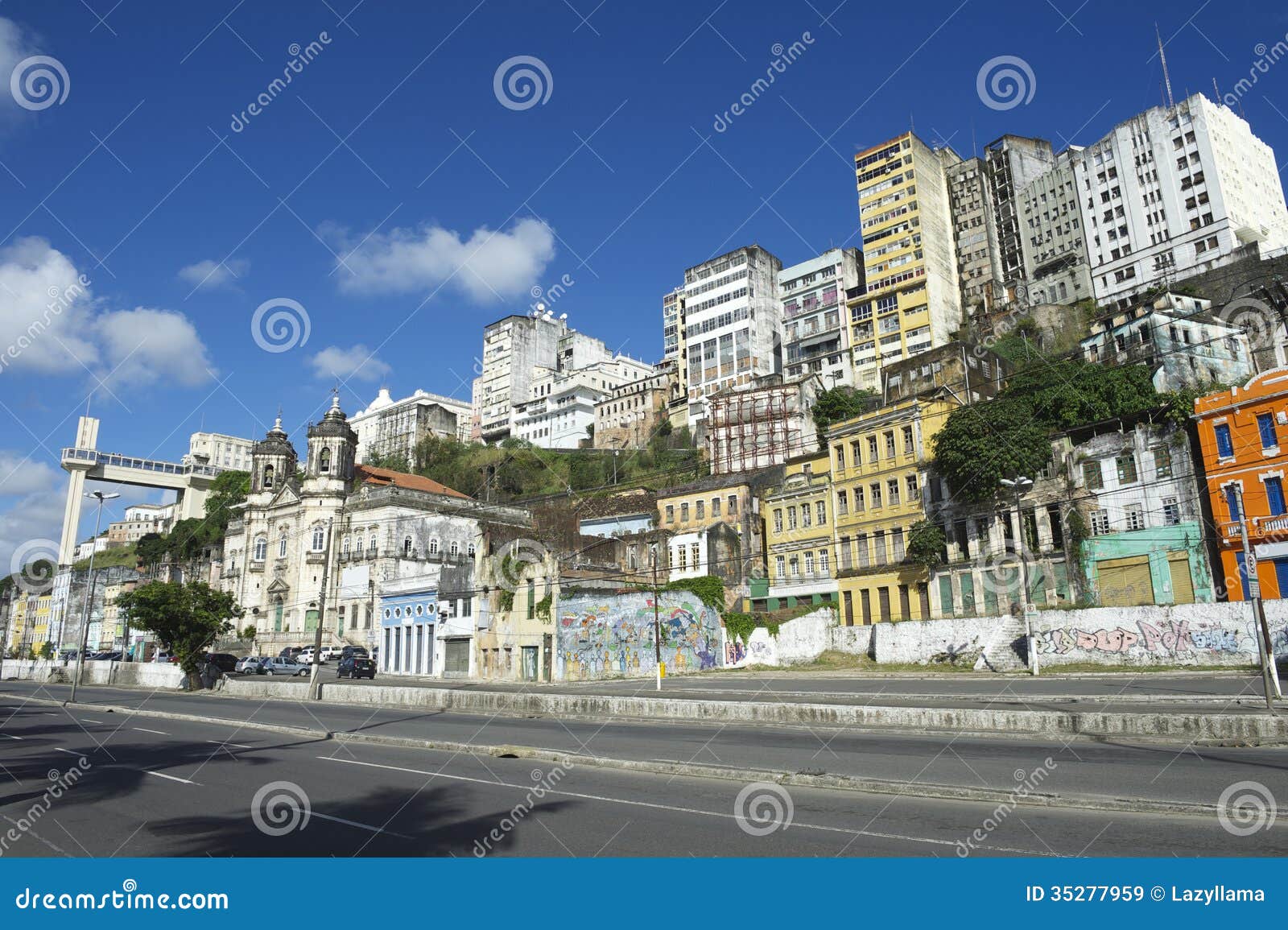 salvador brazil city skyline from cidade baixa