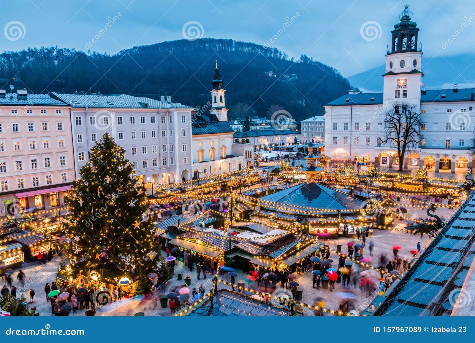 Salzburg, Austria. Christmas Market in the Old Town of Salzburg. Stock Vienna Christmas