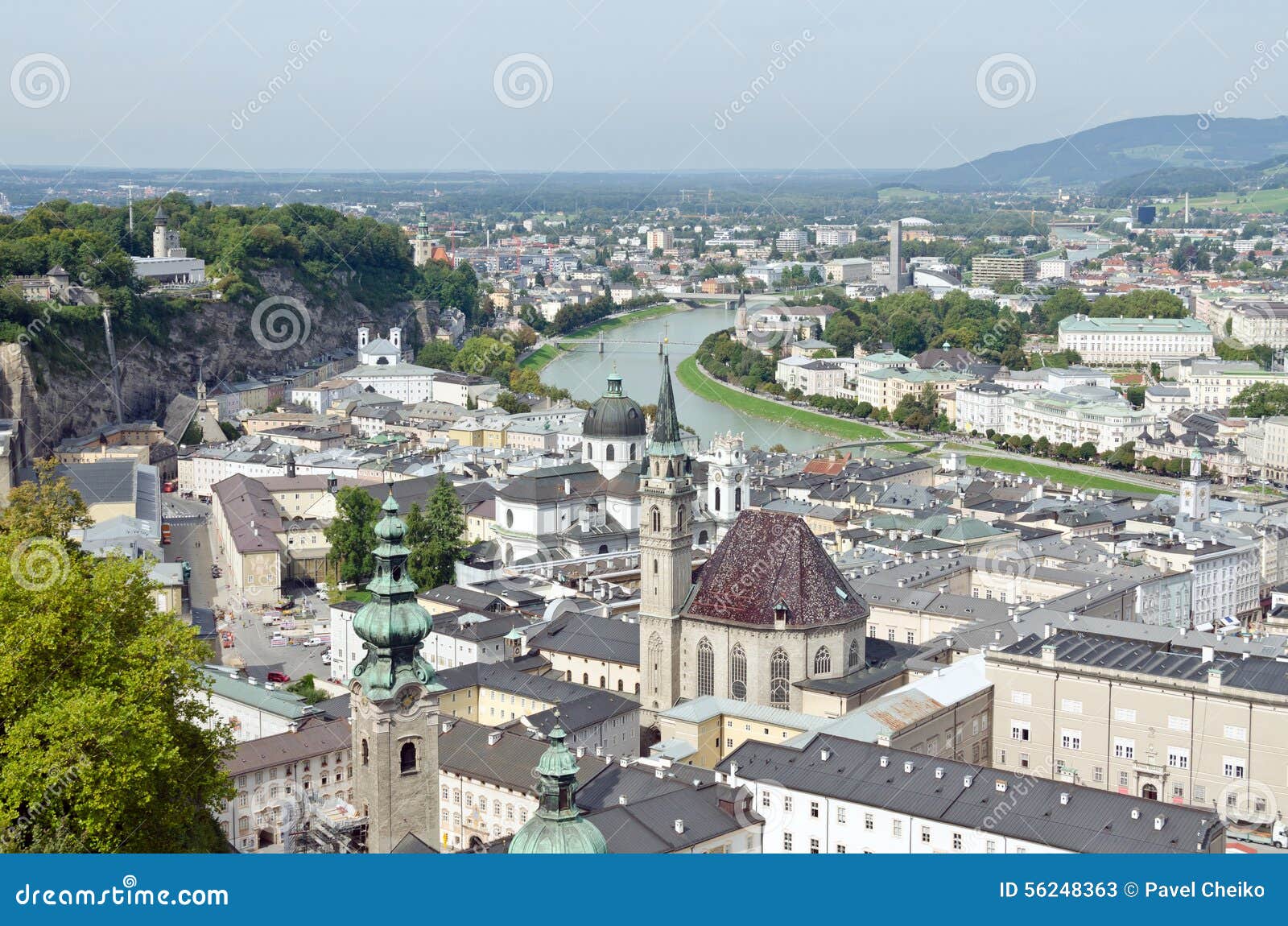 Salzburg stock image. Image of river, scenic, high, cityscape - 56248363