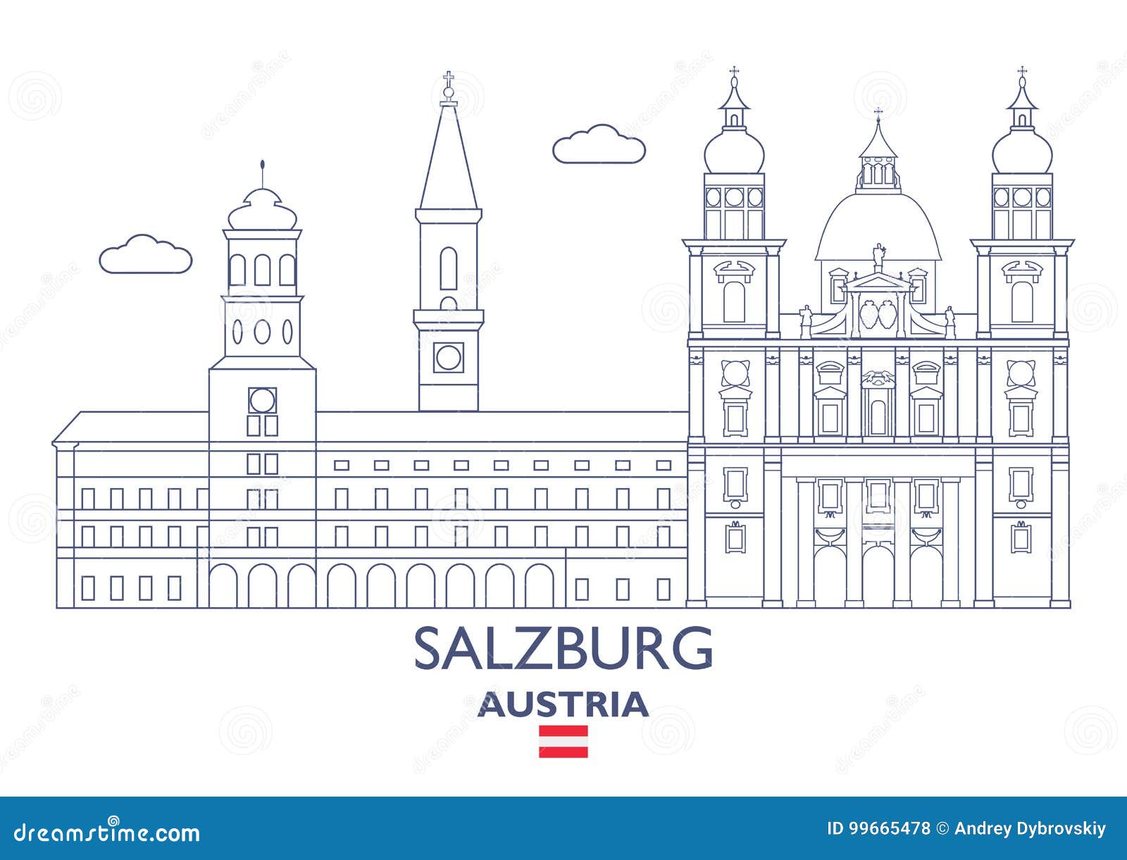 Salzburg Skyline And Landmarks Silhouette Vector Illustration