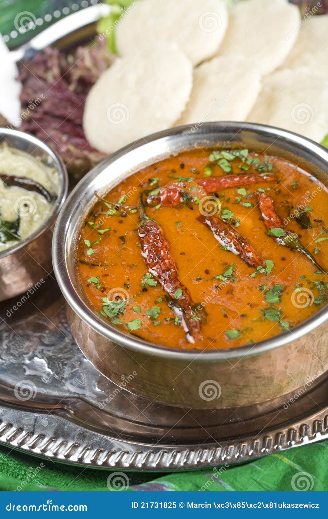 Sambar, Linseteller. Indische Nahrung. Stockbild - Bild von chutney ...