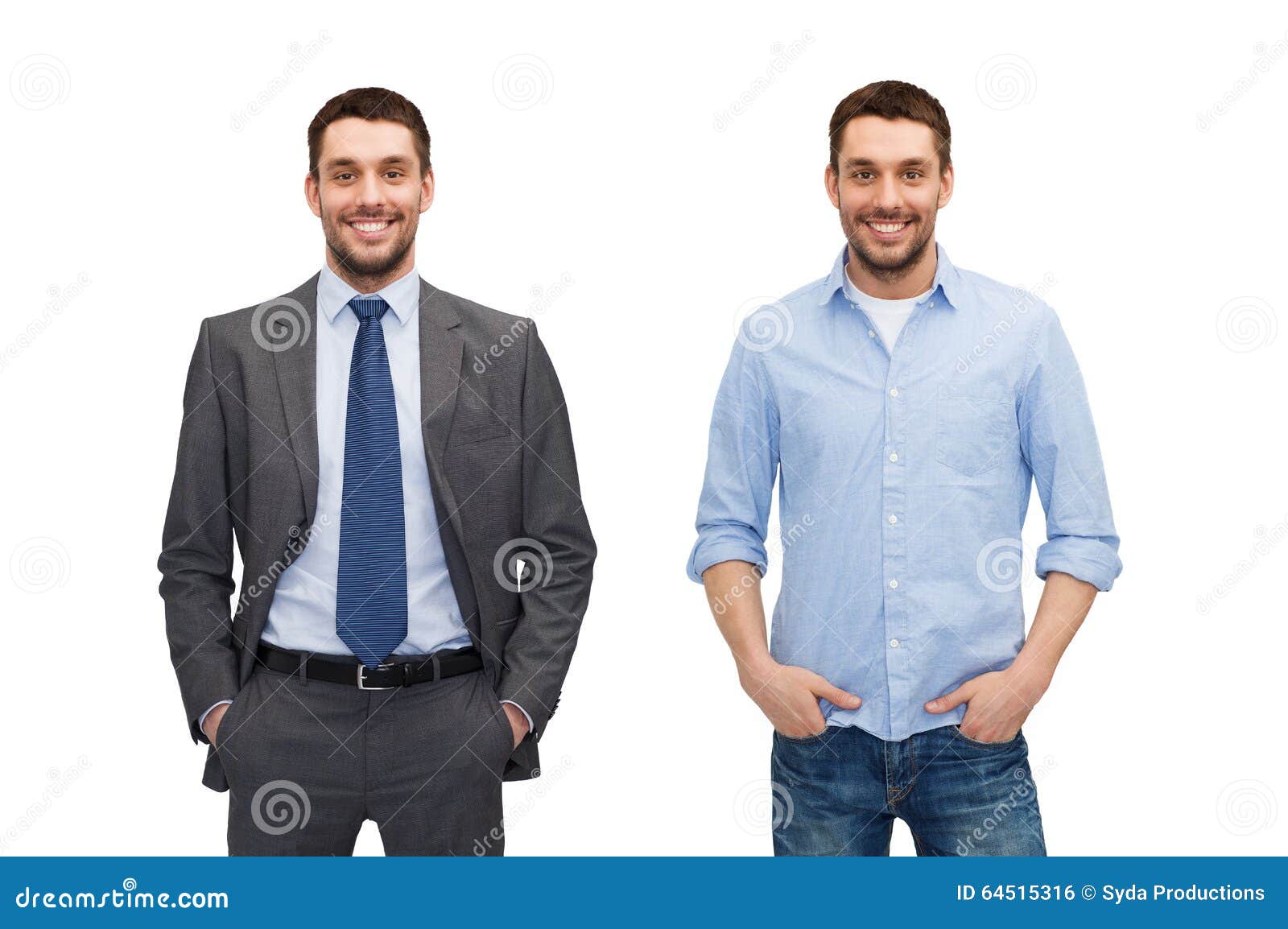 same man in different style clothes
