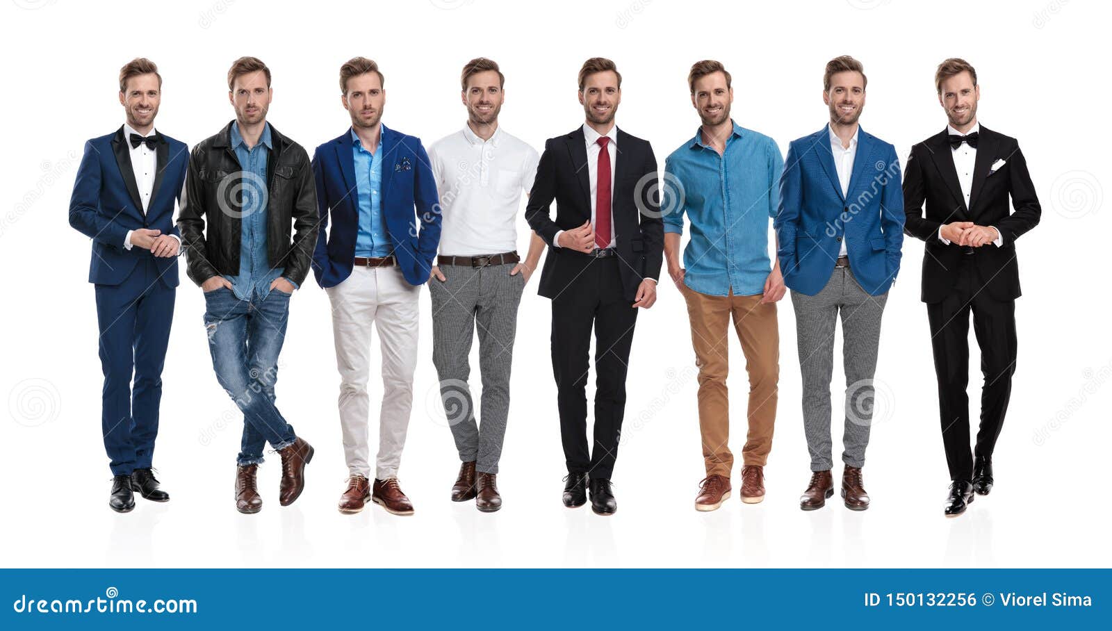 Same Positive Young Man Posing in Different Outfits Stock Photo - Image ...