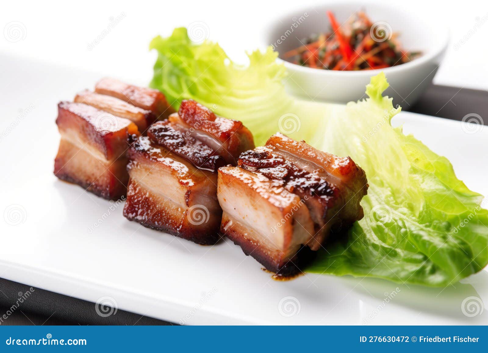 Samgyeopsal Grilled Pork Belly Served with Lettuce Wraps, AI