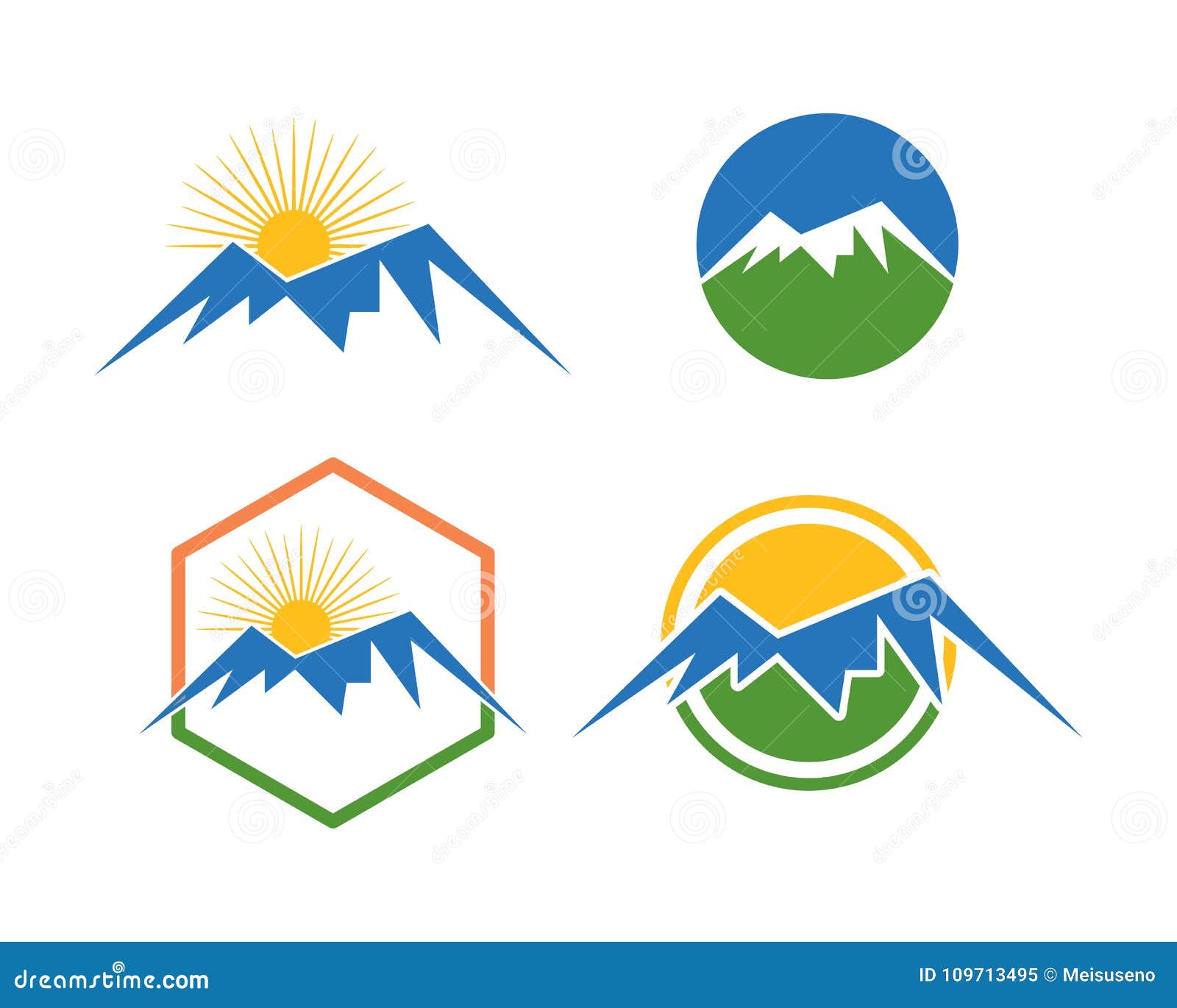 Samling för berglogomall. Är är ett symbol som förbinds med naturen, speciellt bergen och, passande att symbolisera sportsymboler liksom att fotvandra eller att klättra