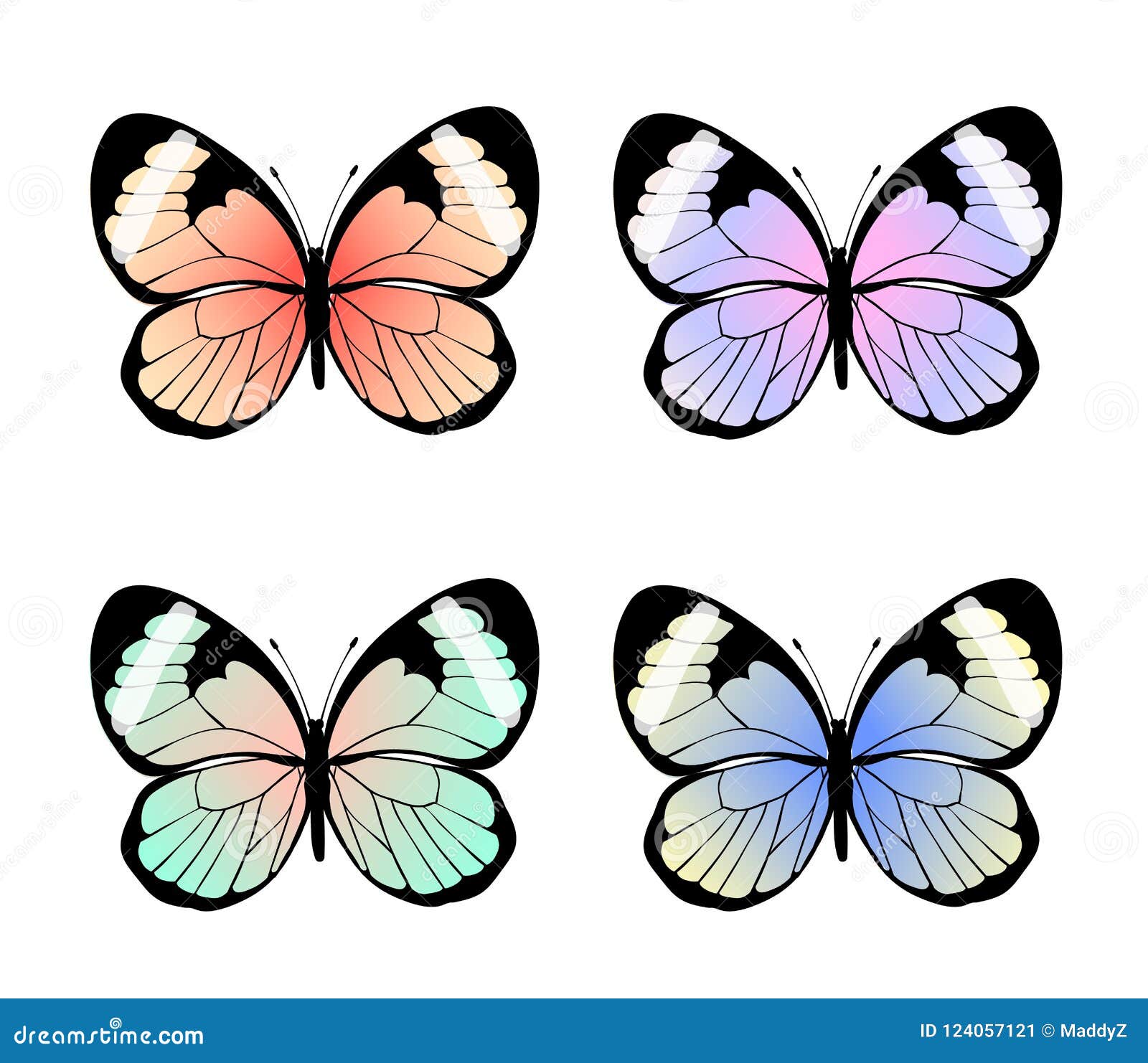 5 Schöne bunte Schmetterlinge * Elas Fensterbilder 