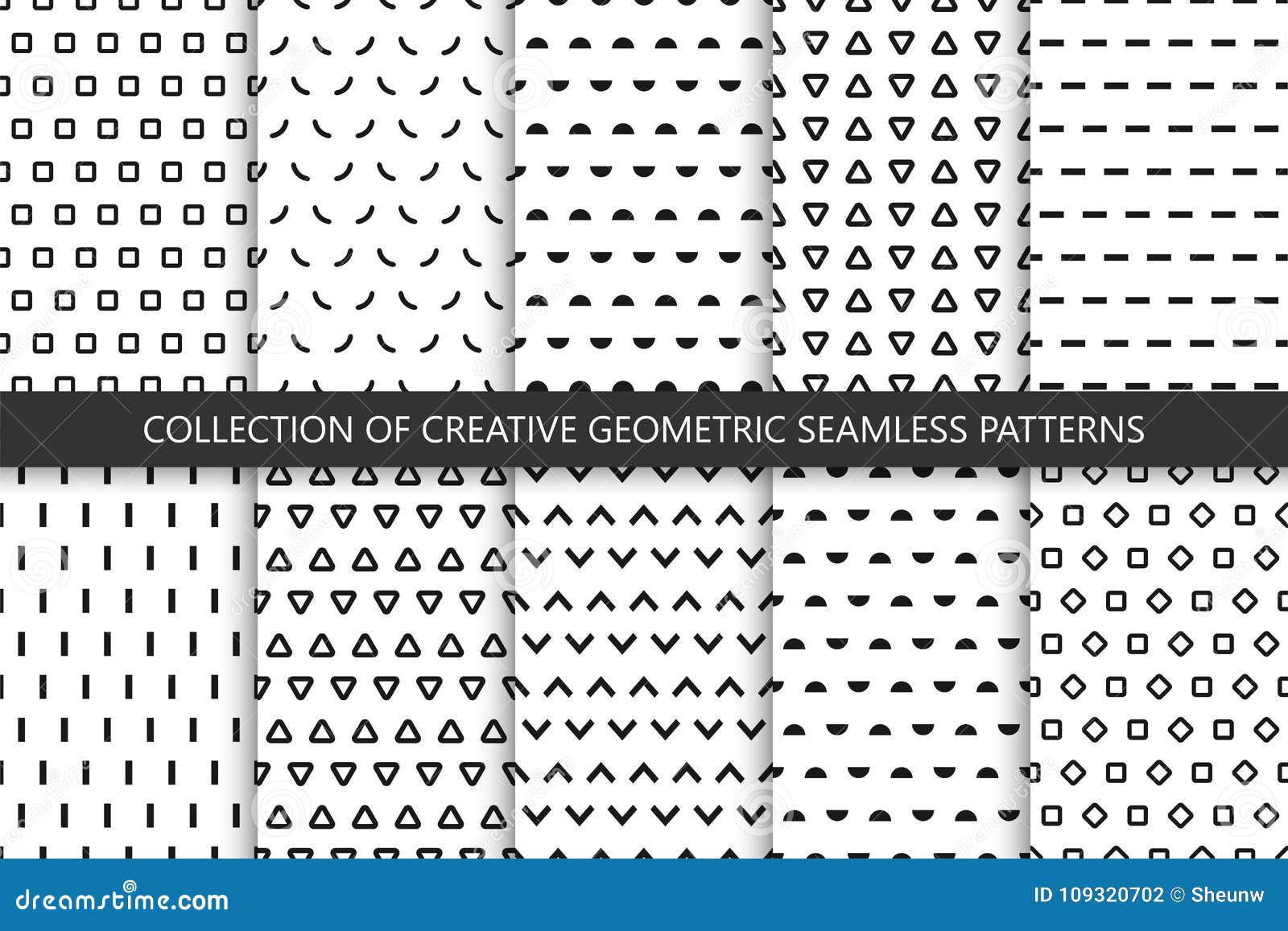 Sammlung Nahtlose Geometrische Muster Minimalistic Design Abstrakte Einfache Hintergrunde Vektor Abbildung Illustration Von Zeile Ansammlung 109320702